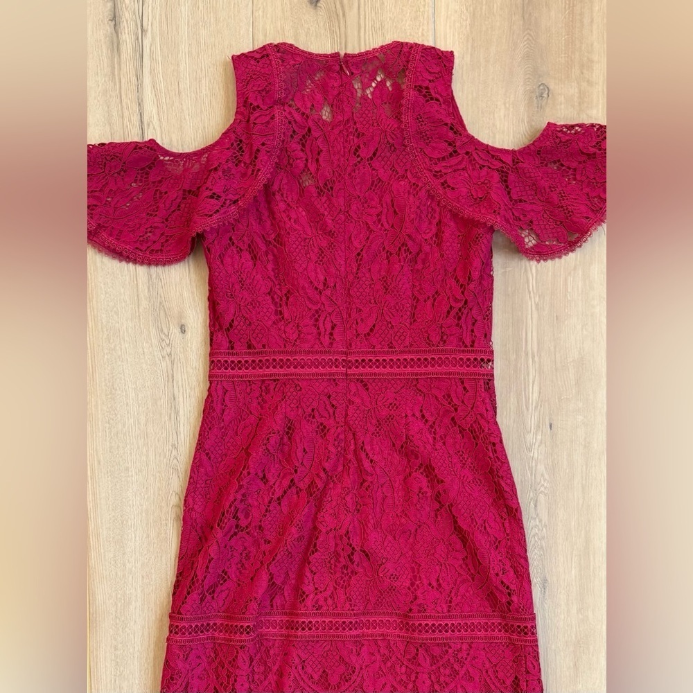 Laundry by Shelli Segal Red Lace Midi Dress Size 6 - Picture 9 of 11
